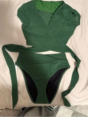 FP Movement by Free People Forest Green Wrap Bikini Set